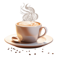 Warm, creamy cup of freshly brewed cappuccino with latte art png