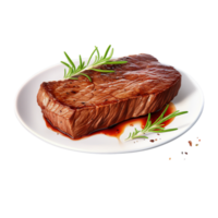 Juicy, perfectly grilled steak served on a clean white plate png