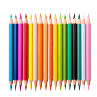 Set of colorful sharpened pencils neatly arranged in a row png