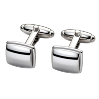 Silver cufflinks with a polished round face and a simple fastening mechanism at the back png