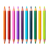 Neatly arranged colored pencils in vibrant shades standing upright with sharpened tips png