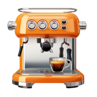 Modern espresso machine with two cups brewing rich dark coffee simultaneously png