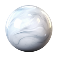 Smooth marble sphere with a white and gray pattern reflecting light on its surface png