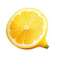 Bright yellow lemon slice with juicy segments and a symmetrical pattern png