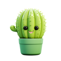 Small green cactus with sharp spines in a simple round pot png