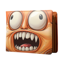 Stylish brown leather wallet with visible stitching and a button clasp png