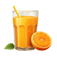 Chilled glass of fresh orange juice with a slice of citrus on the side png