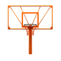 Basketball hoop with a sturdy backboard and red net hanging below png