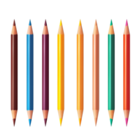 Set of colorful sharpened pencils in a row png