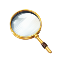 Magnifying glass with a black handle and a clear round lens png