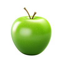 Fresh green apple with a smooth shiny surface and a small leaf on top png