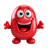 Cheerful red bouncing ball with a wide happy smile and big eyes png