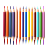 Set of colorful sharpened pencils arranged in a beautiful fan png