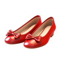 Glossy red ballet flats with a decorative bows png