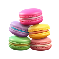 Colorful macarons neatly stacked in a playful pile png