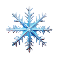Intricate blue snowflake with symmetrical patterns png