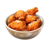 Bowl of crispy golden fried chicken bites png