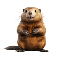 Furry groundhog standing upright with an alert expression png