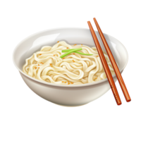 Bowl of steaming ramen noodles with a boiled egg and chopsticks png