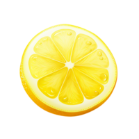 Bright yellow lemon slice showcasing juicy segments and a symmetrical design png
