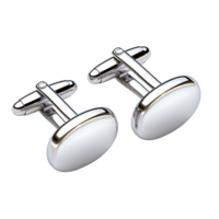 Silver cufflinks with a polished round face and a simple fastening design png