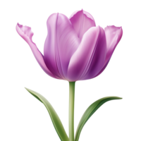 Elegant purple tulip with sleek petals and a graceful stem png