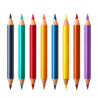 Neatly arranged vibrant-colored pencils standing upright with sharp tips png