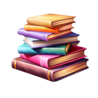 Stack of colorful hardcover books neatly arranged in various shades png