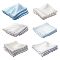 Neatly stacked colorful fabric napkins in a pattern png
