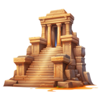 Ancient stone temple surrounded by green trees and rocky steps with tall columns png