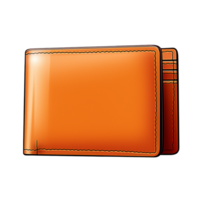 Stylish brown leather wallet with visible stitching and a secure button clasp png