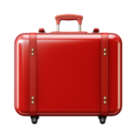 Shiny red suitcase with a sturdy handle and secure metal locks png