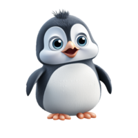 Cute little penguin with fluffy feathers and sparkling black eyes png