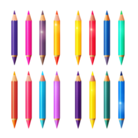 Set of colorful sharpened pencils arranged neatly in a rowes png