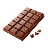 Smooth milk chocolate bar with perfectly aligned square segments png