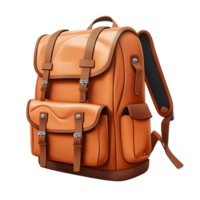 Stylish orange and blue backpack featuring multiple compartments and straps png