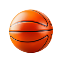 Bright orange basketball with black lines and a textured pattern png