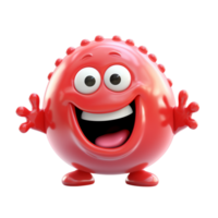 Cheerful red bouncing ball with a wide smile and large bright eyes png