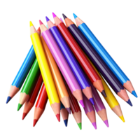 Set of colorful sharpened pencils arranged in a vibrant fan shape png