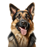 Loyal German shepherd dog with alert ears and a cheerful expression png