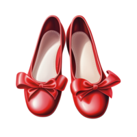 Glossy red ballet flats adorned with a delicate bow png