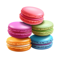 Colorful macarons stacked neatly in a fun and playful pile png