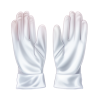 Soft white gloves neatly arranged in a perfect pair png