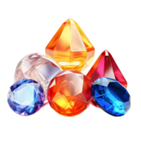 Sparkling gemstones displayed neatly in varied shapes png