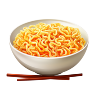 Bowl of dry instant noodles with tightly curled texture png