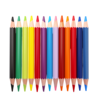 Row of colorful sharpened pencils neatly aligned png