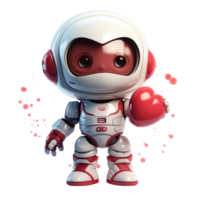 Cute red robot featuring glowing eyes and heart patterns png
