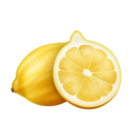 Fresh lemon sliced open, showing juicy yellow pulp png