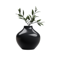 verde frondoso plantar exibido dentro a Preto vaso png