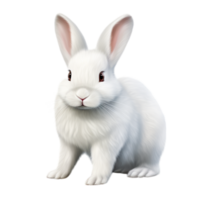 Fluffy white rabbit with soft fur and ears sitting peacefully png